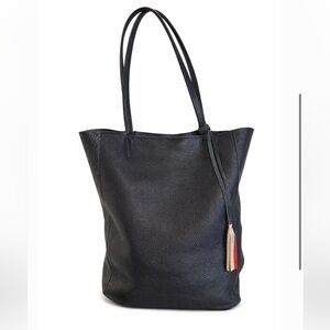 Vera Pelle Pebbled Black Leather Tote Bag